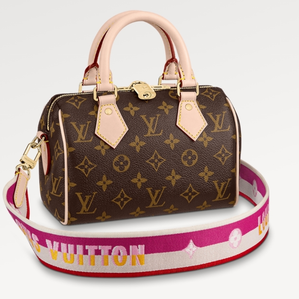 🔴SOLD🔴2️⃣3️⃣9️⃣5️⃣SPEEDY BANDOULIÈRE 20 PINK STRAP - Picture 1 of 9